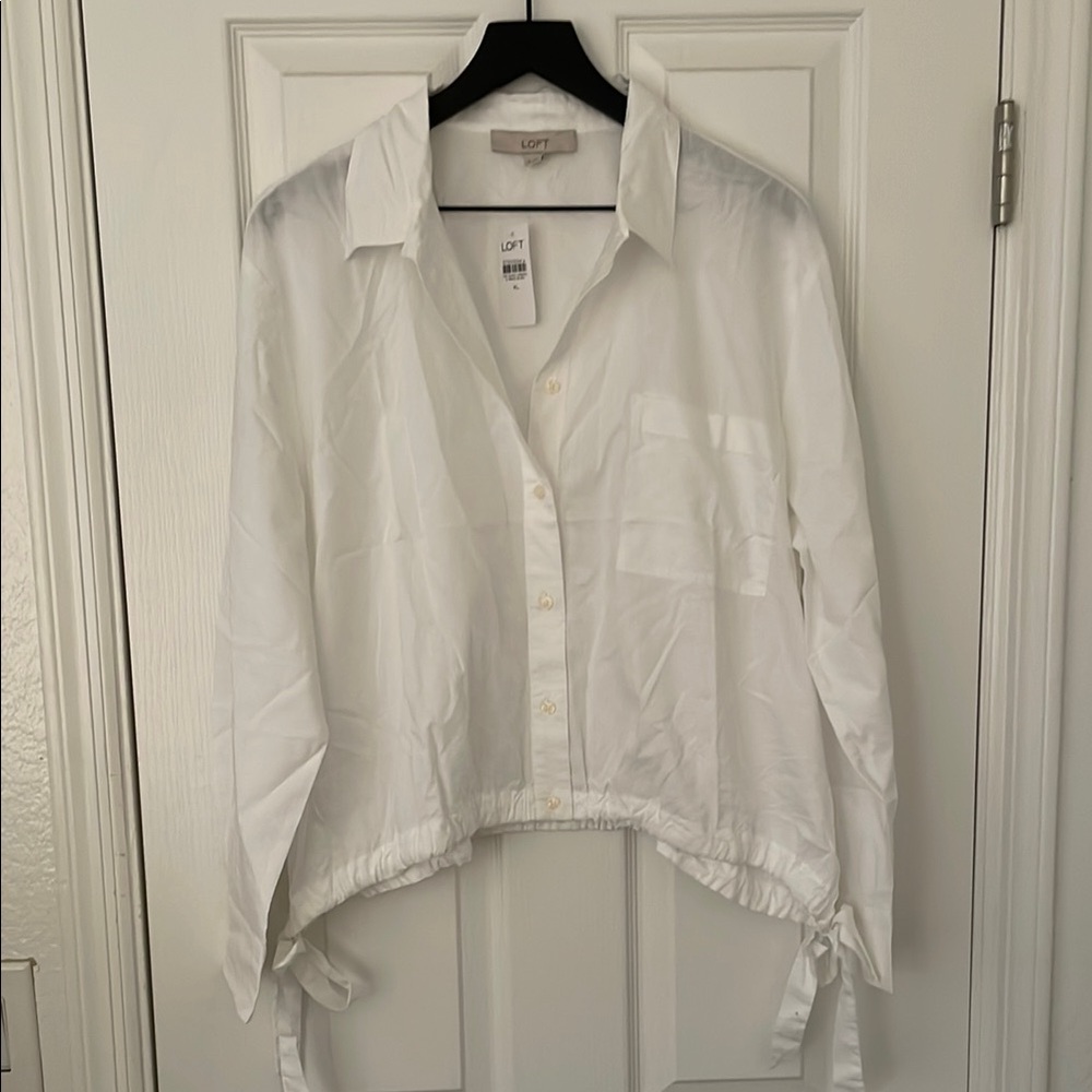 LOFT White Button-Up Blouse